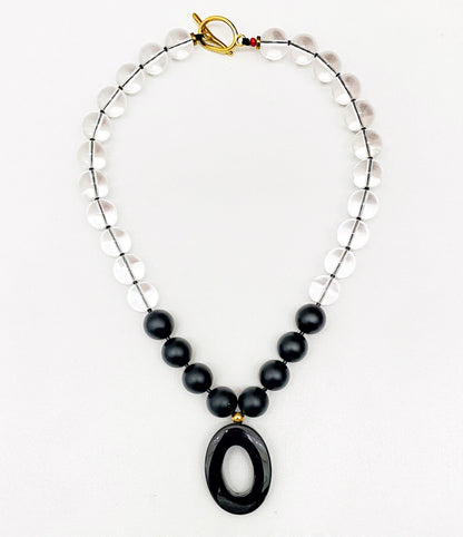 Collar Cristal Transparente y Ónix Mate - GRANATE 27