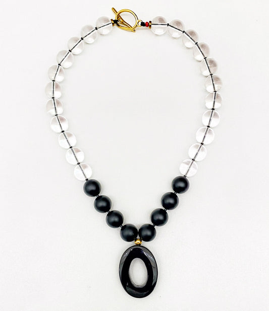 Collar Cristal Transparente y Ónix Mate - GRANATE 27