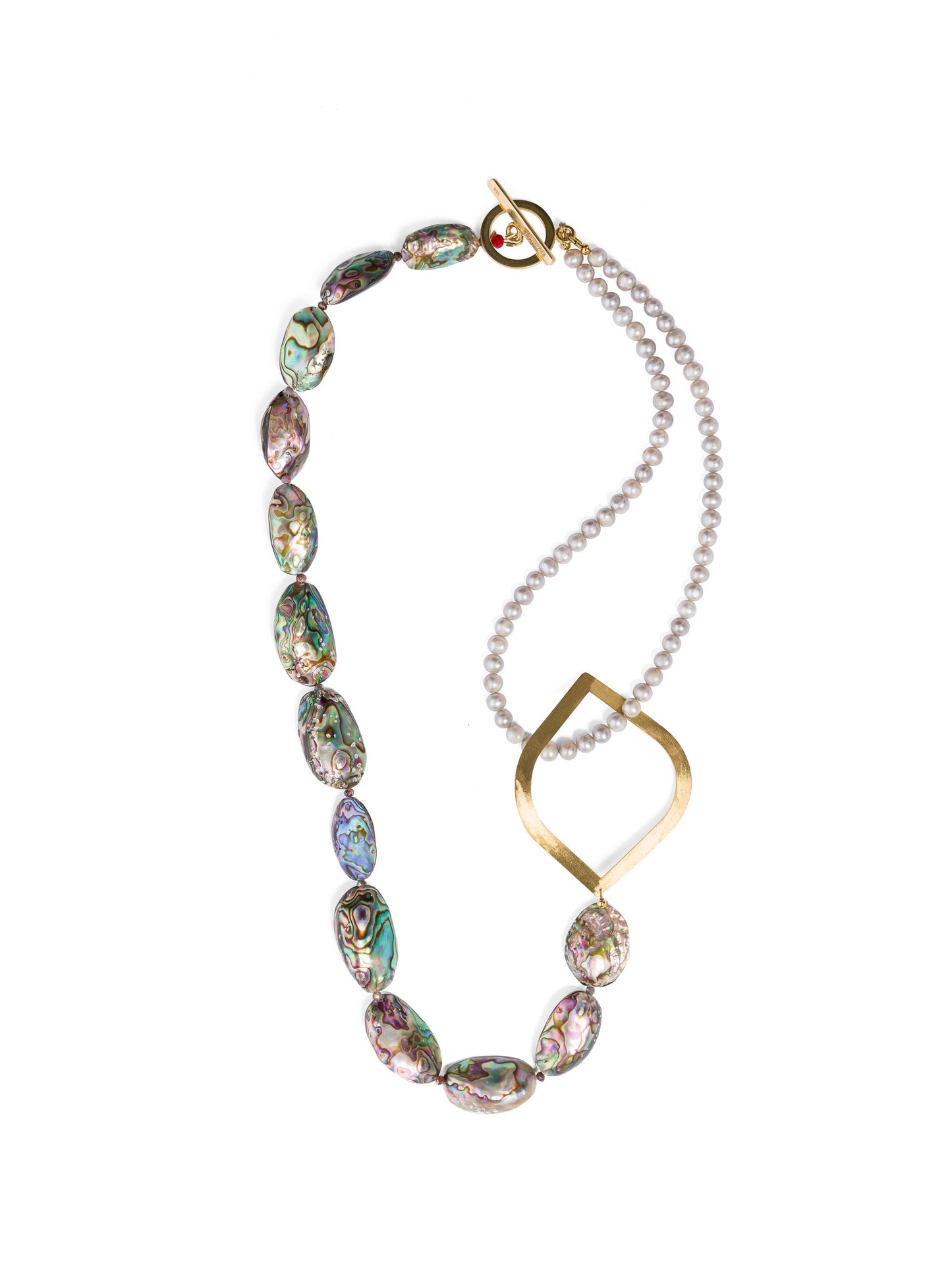 Collar de Abalone y Perla Gris - GRANATE 27
