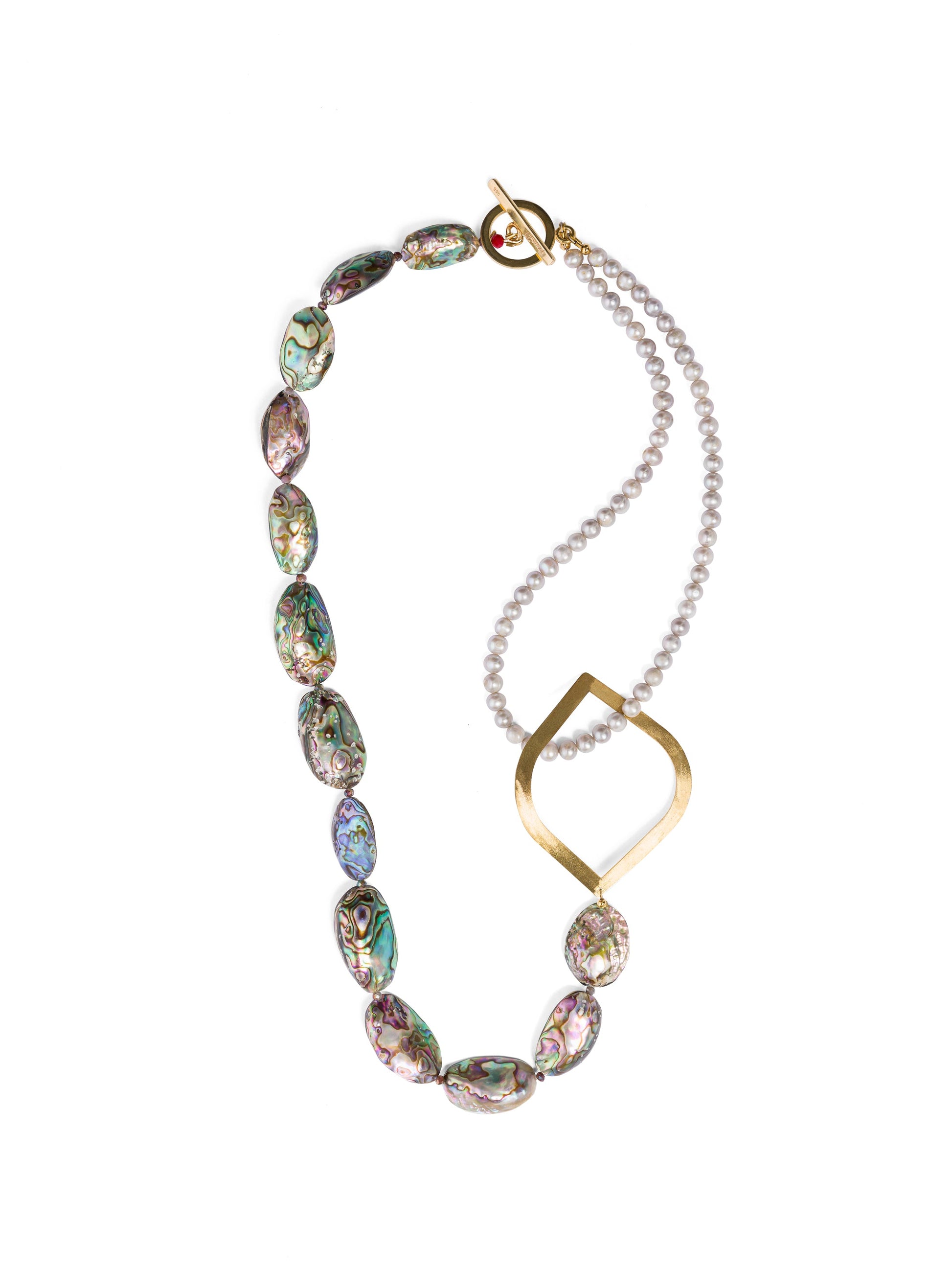 Collar de Abalone y Perla Gris - GRANATE 27