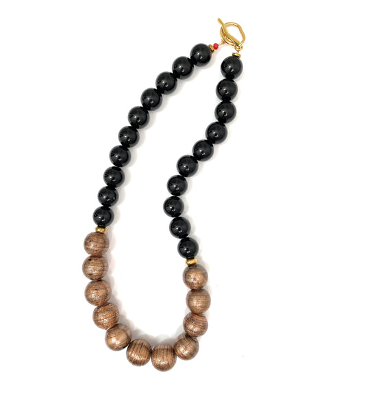 Collar de Ágata Negra y Murano - GRANATE 27