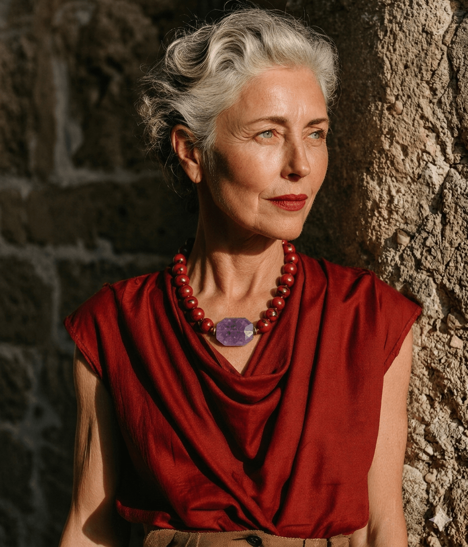 Collar de Coral Rojo y Amatista - GRANATE 27