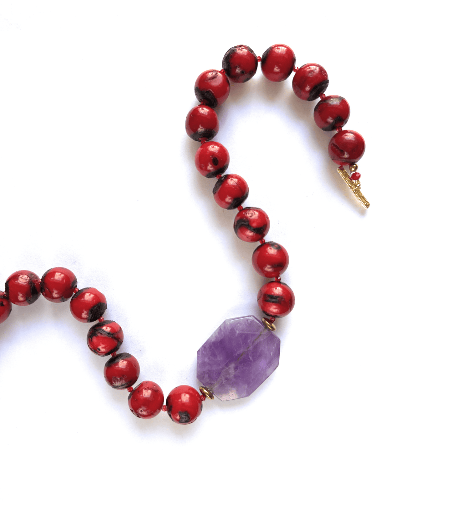 Collar de Coral Rojo y Amatista - GRANATE 27