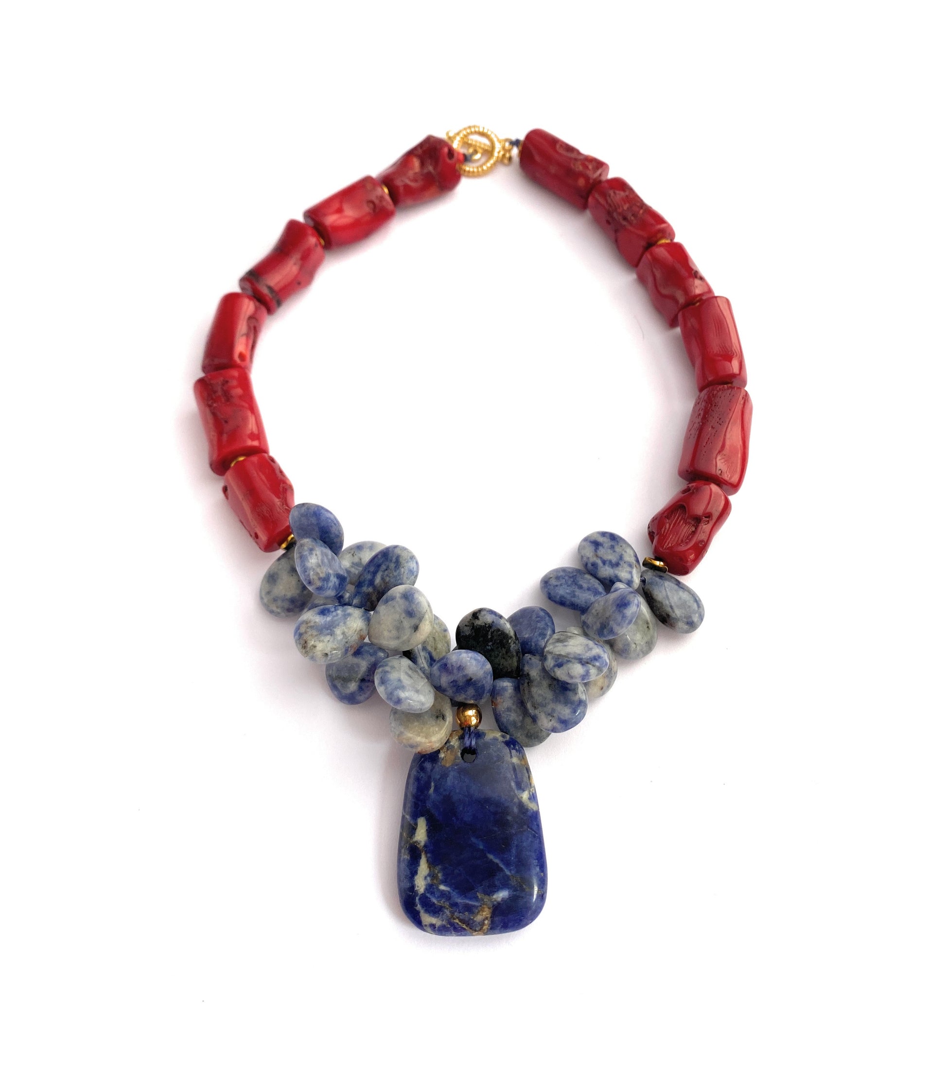 Collar de Coral Rojo y Sodalita - GRANATE 27