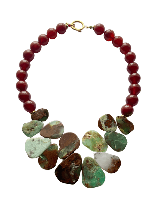 Collar de Crisoprasa y Cornalina - GRANATE 27