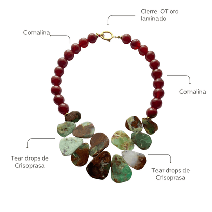 Collar de Crisoprasa y Cornalina - GRANATE 27