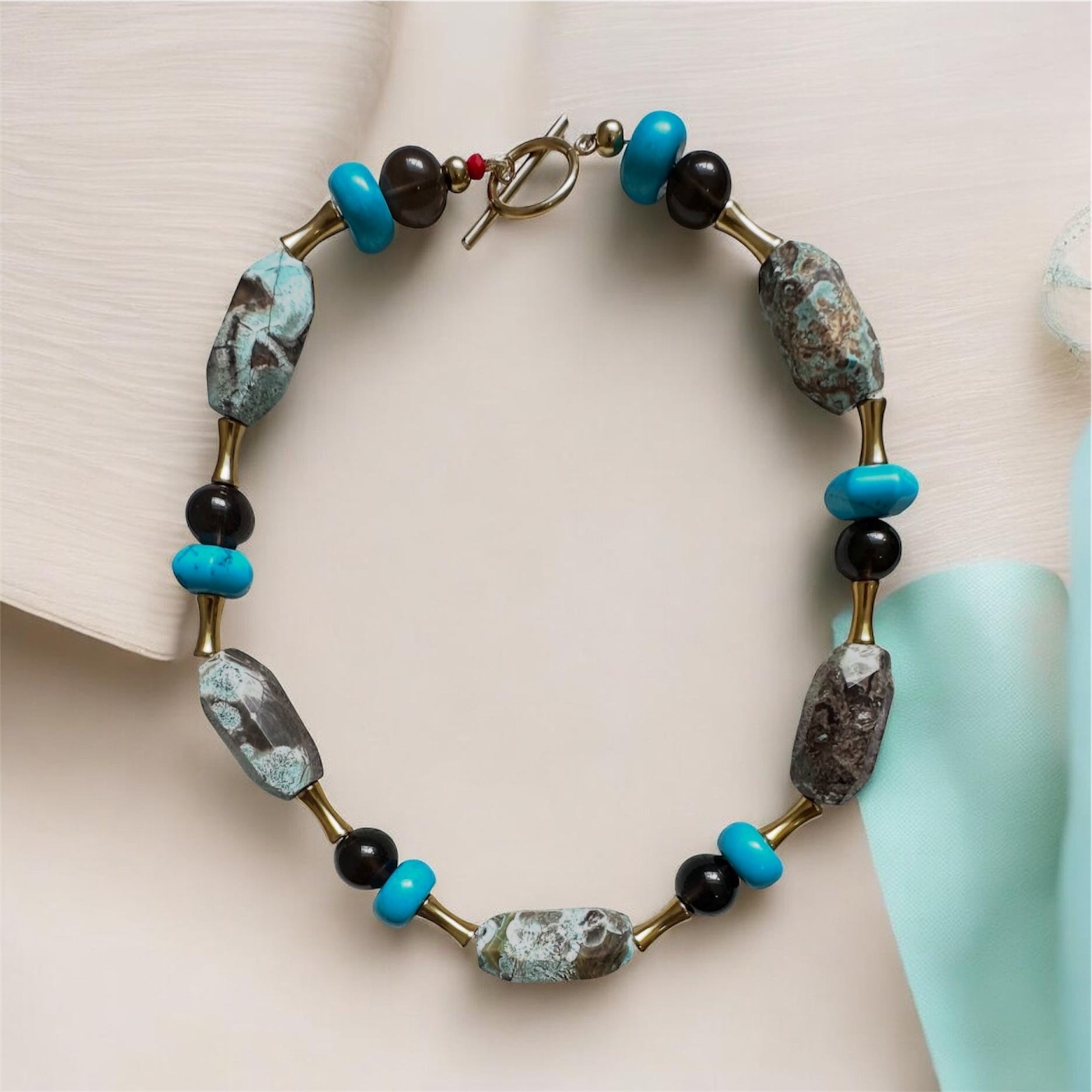 Collar de Jaspe y Cuarzo Ahumado - GRANATE 27