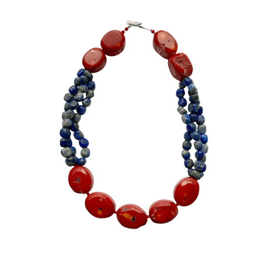 Collar de Lapislázuli y Coral Rojo - GRANATE 27