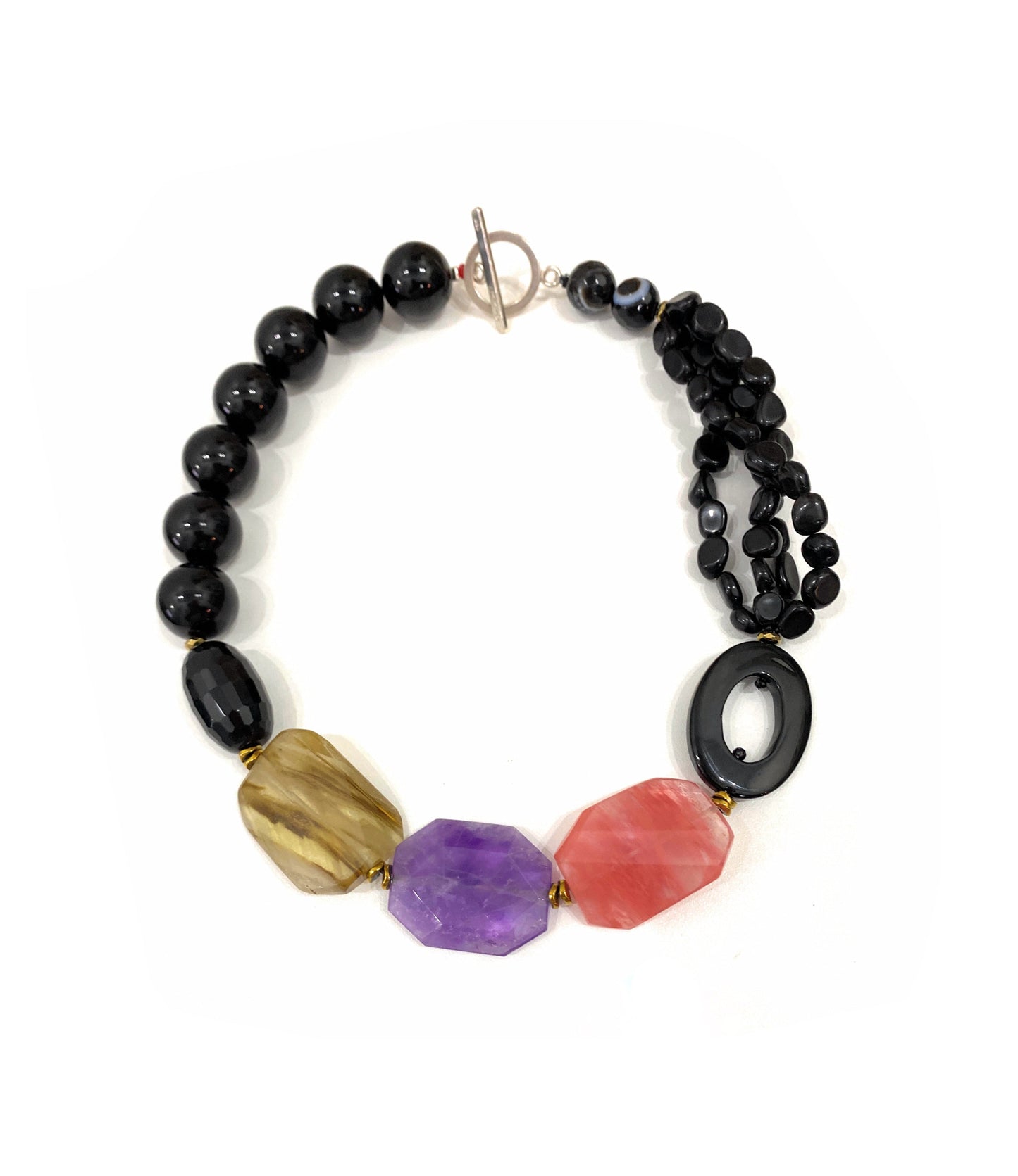 Collar de Ónix, Cuarzos y Amatista - GRANATE 27