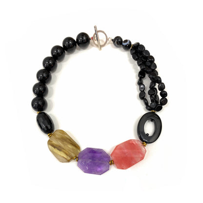 Collar de Ónix, Cuarzos y Amatista - GRANATE 27