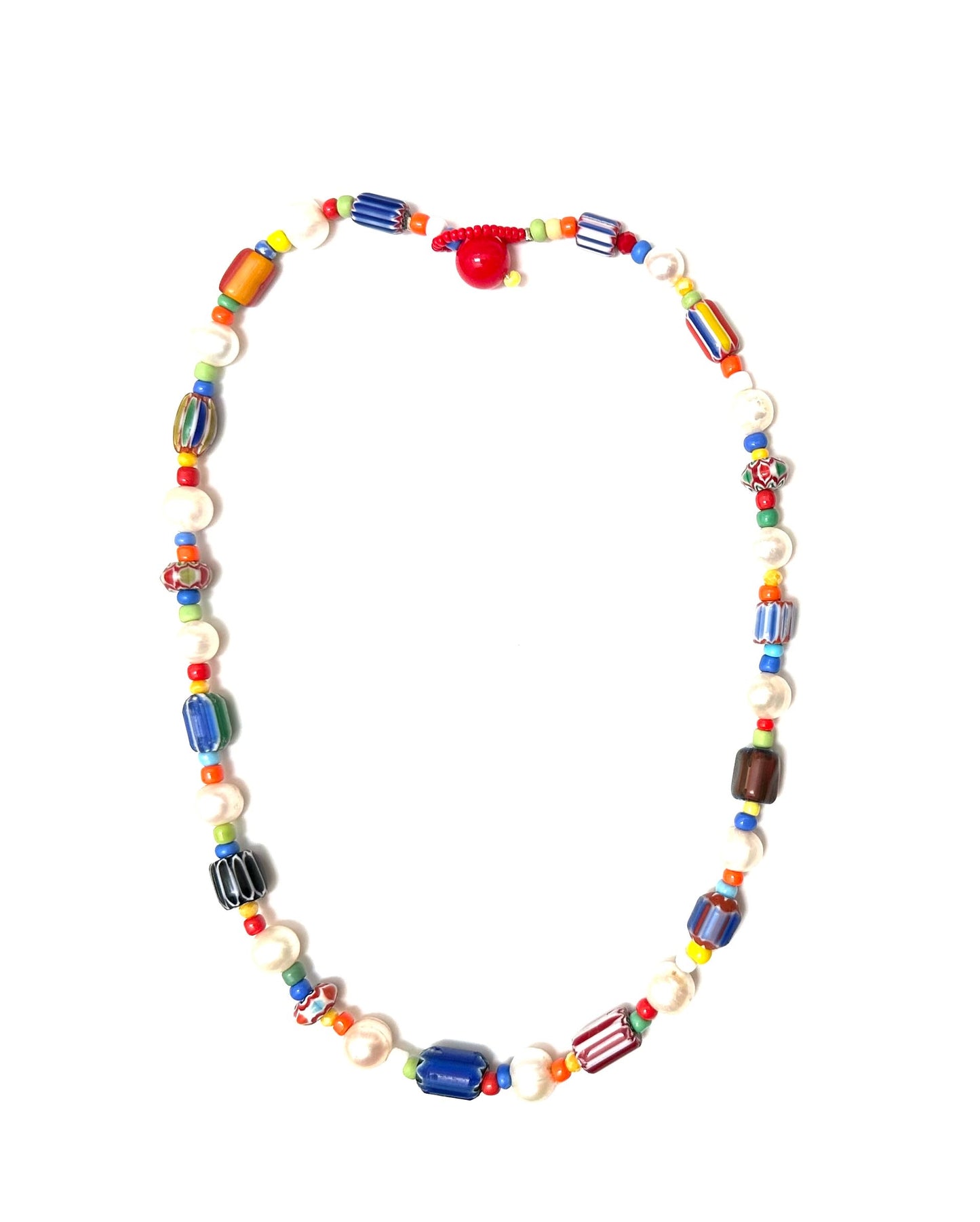 Collar de Perlas con Vidrio Africano - GRANATE 27
