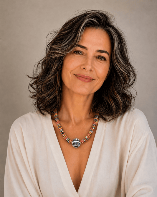 Collar de Vidrio Africano y Cerámica - GRANATE 27