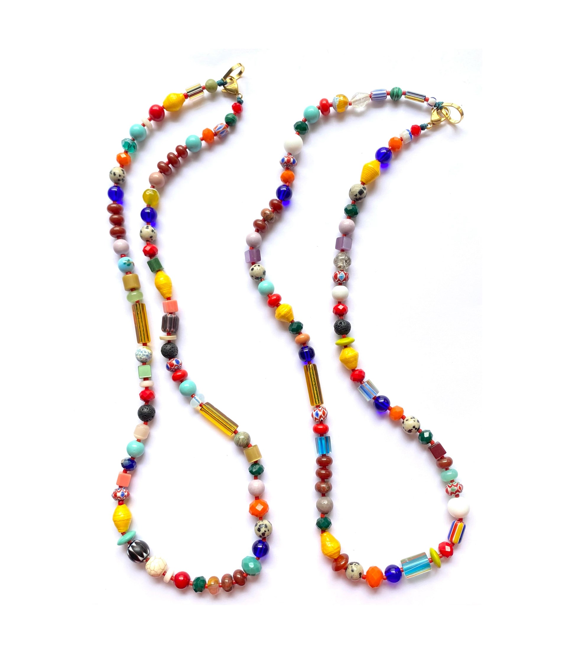 Collar Étnico Multicolor con Vidrio Africano y Piedras Naturales - GRANATE 27