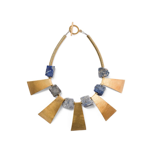 Collar Fashion Lapislázuli Natural y Bronce - GRANATE 27
