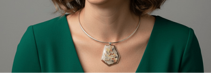 Collar Gargantilla de Plata y Colgante de Piedra Natural - GRANATE 27