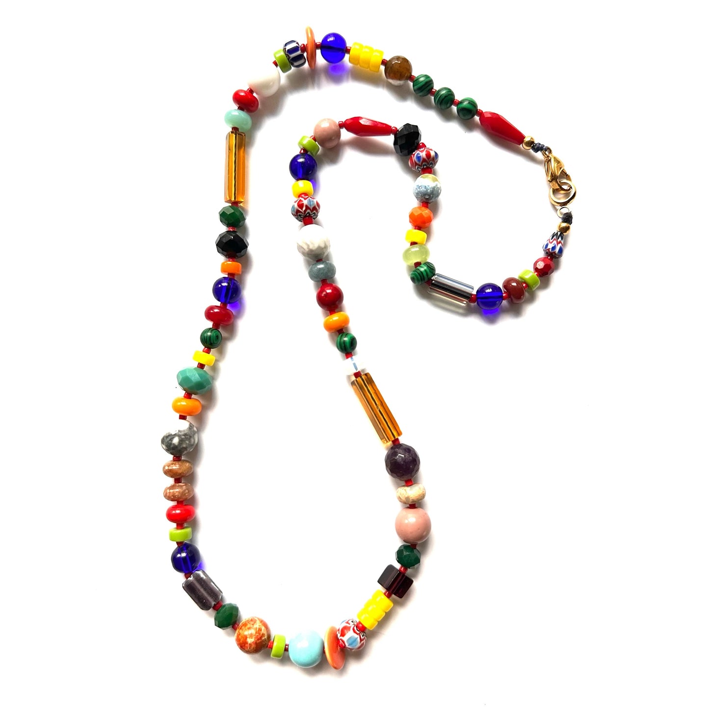 Collar Largo Vivi Vidrio Africano - GRANATE 27