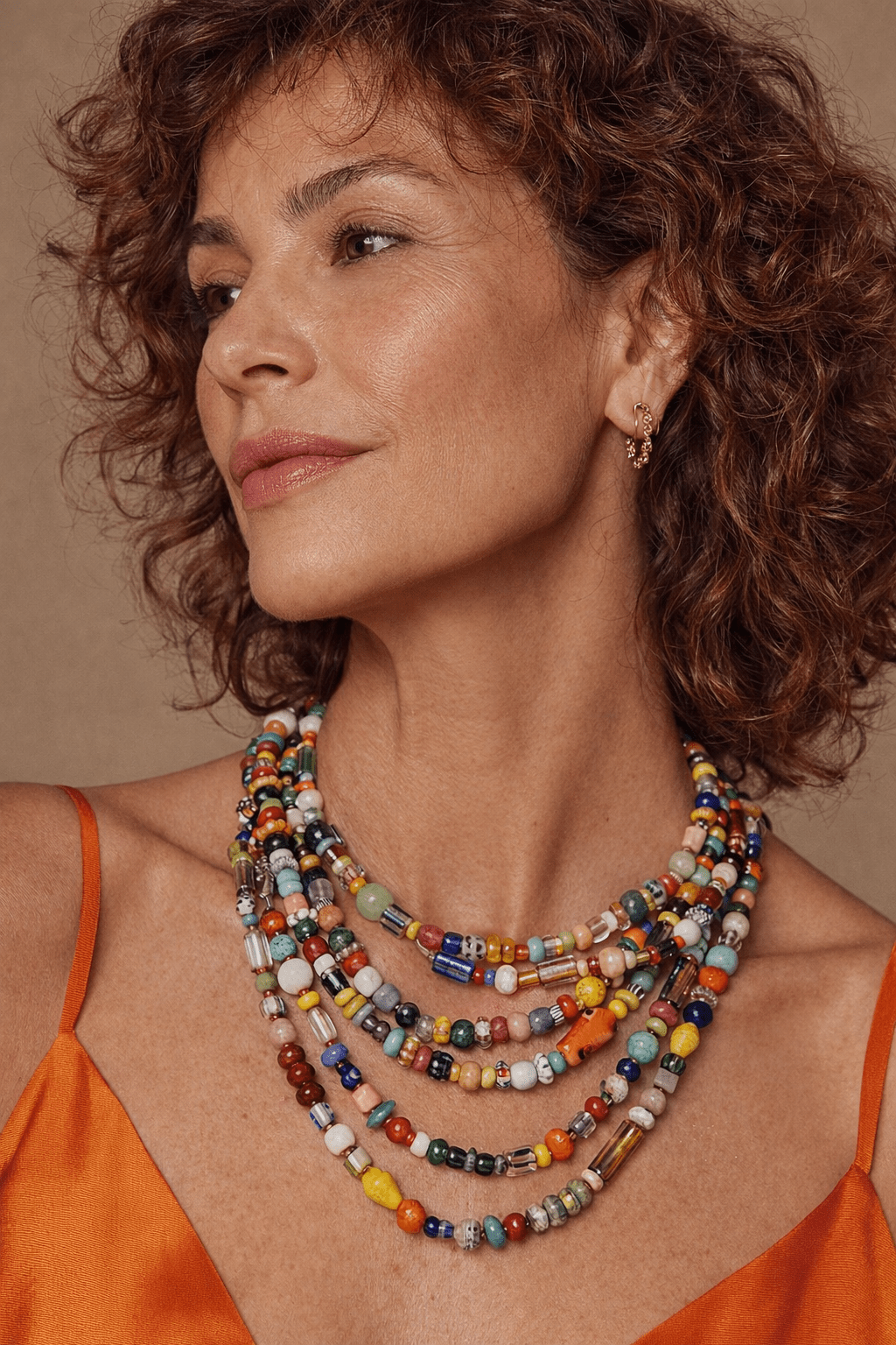 Collar Largo Vivi Vidrio Africano - GRANATE 27