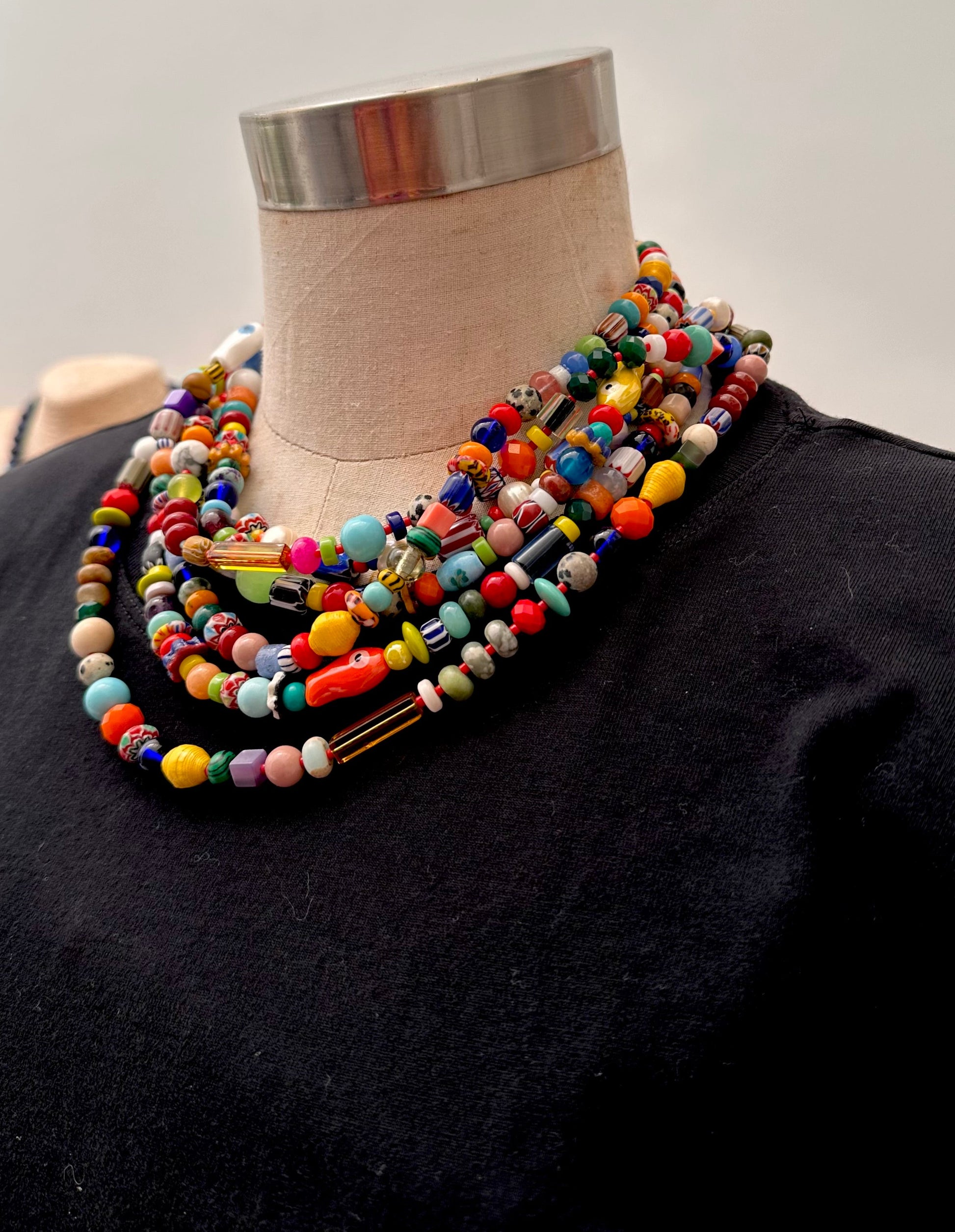 Collar Largo Vivi Vidrio Africano - GRANATE 27