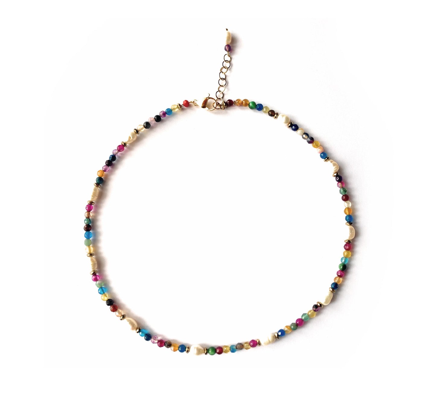 Collar Mini de Ágatas Multicolor y Perla - GRANATE 27