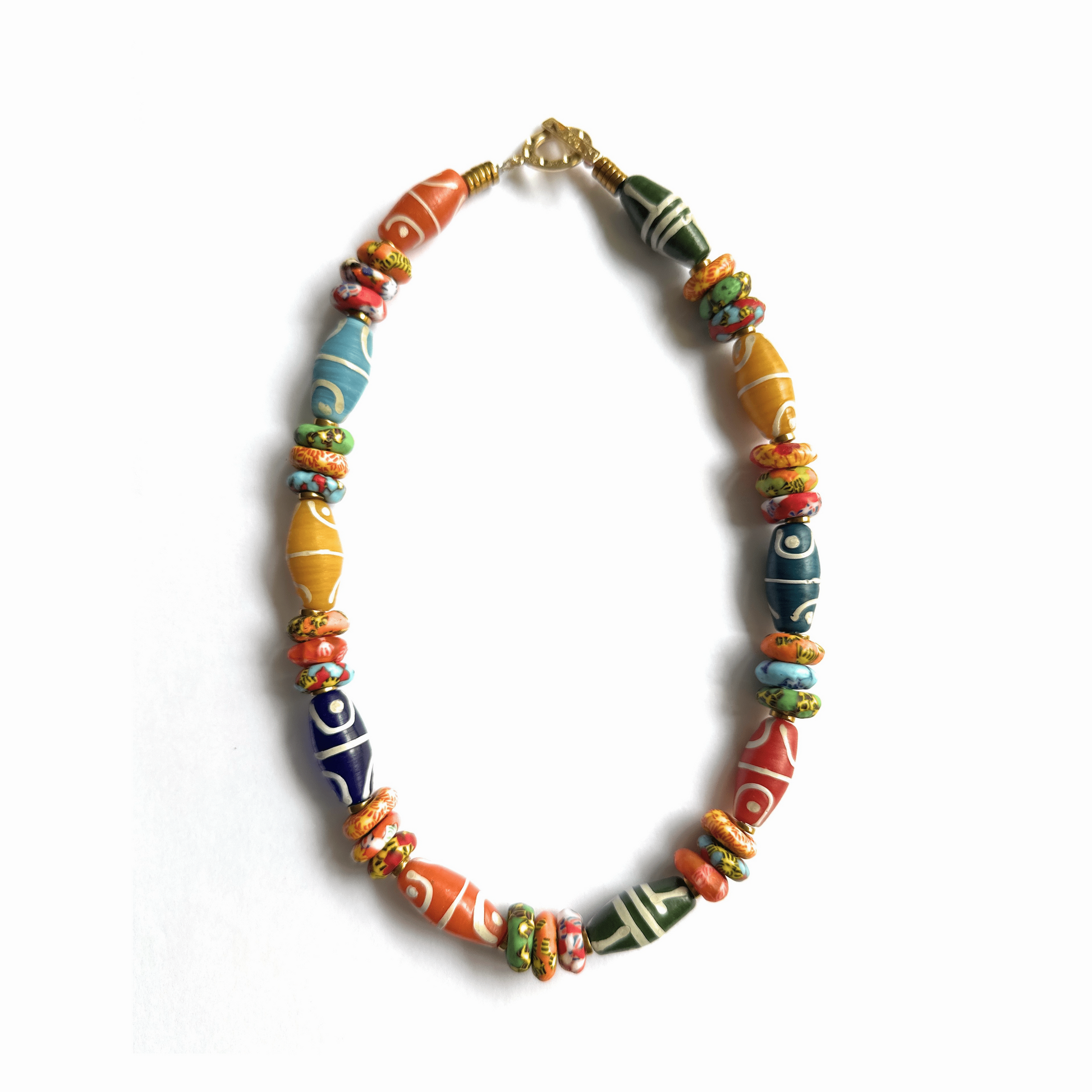 Collar Multicolor de Vidrio Africano - GRANATE 27