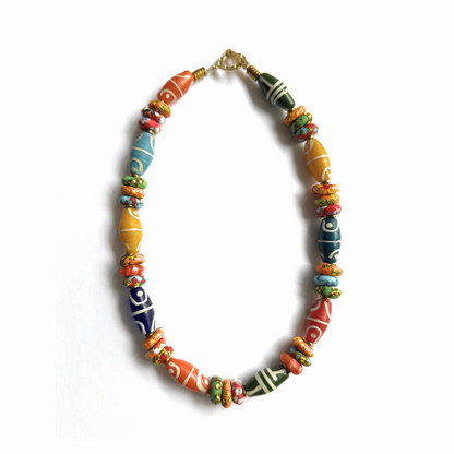 Collar Multicolor de Vidrio Africano - GRANATE 27
