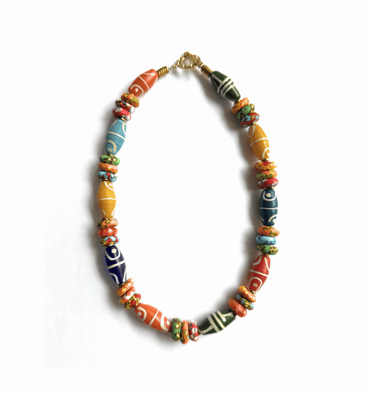 Collar Multicolor de Vidrio Africano - GRANATE 27