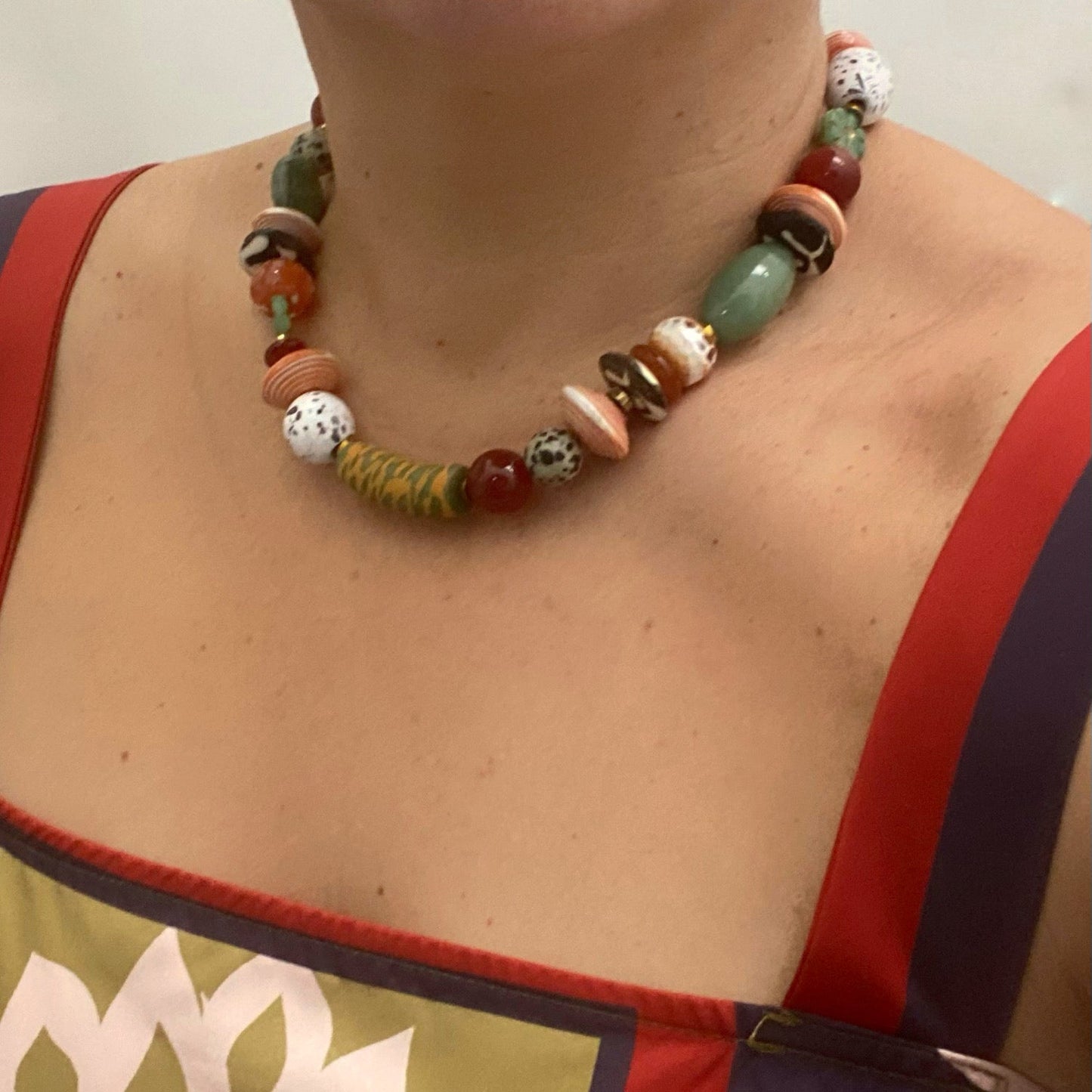 Collar Multicolor Vidrio Africano - GRANATE 27