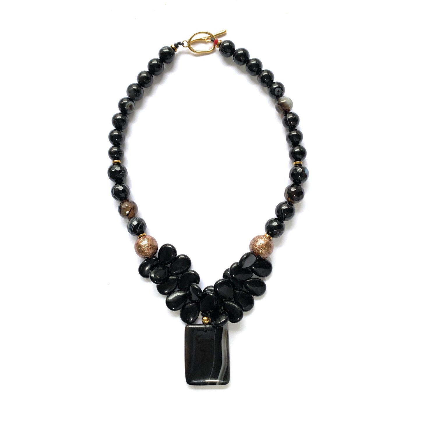 Collar Negro de Ágatas y Ónix - GRANATE 27