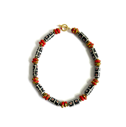 Collar Negro de Vidrio Africano - GRANATE 27