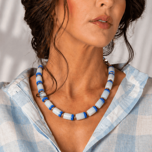 Collar Riviera | Vidrio Africano Blanco - GRANATE 27