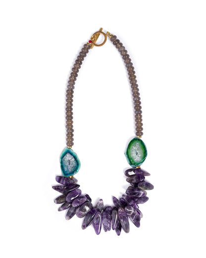 Collar Statement de Ágatas y Amatista - GRANATE 27