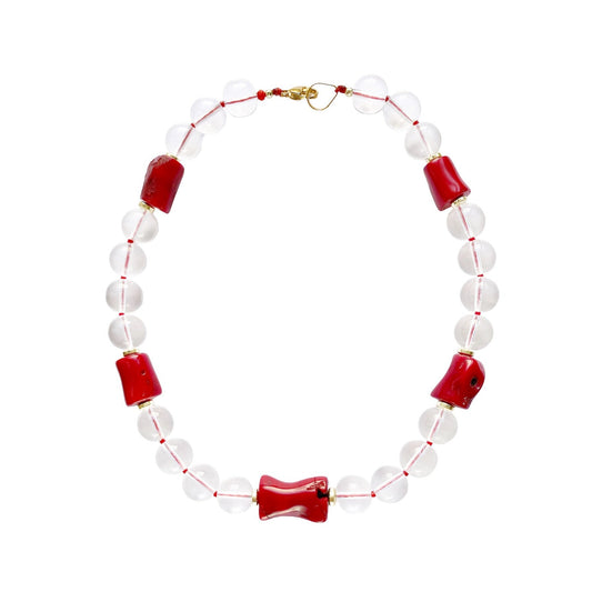 Collar Transparente y Coral Rojo - GRANATE 27