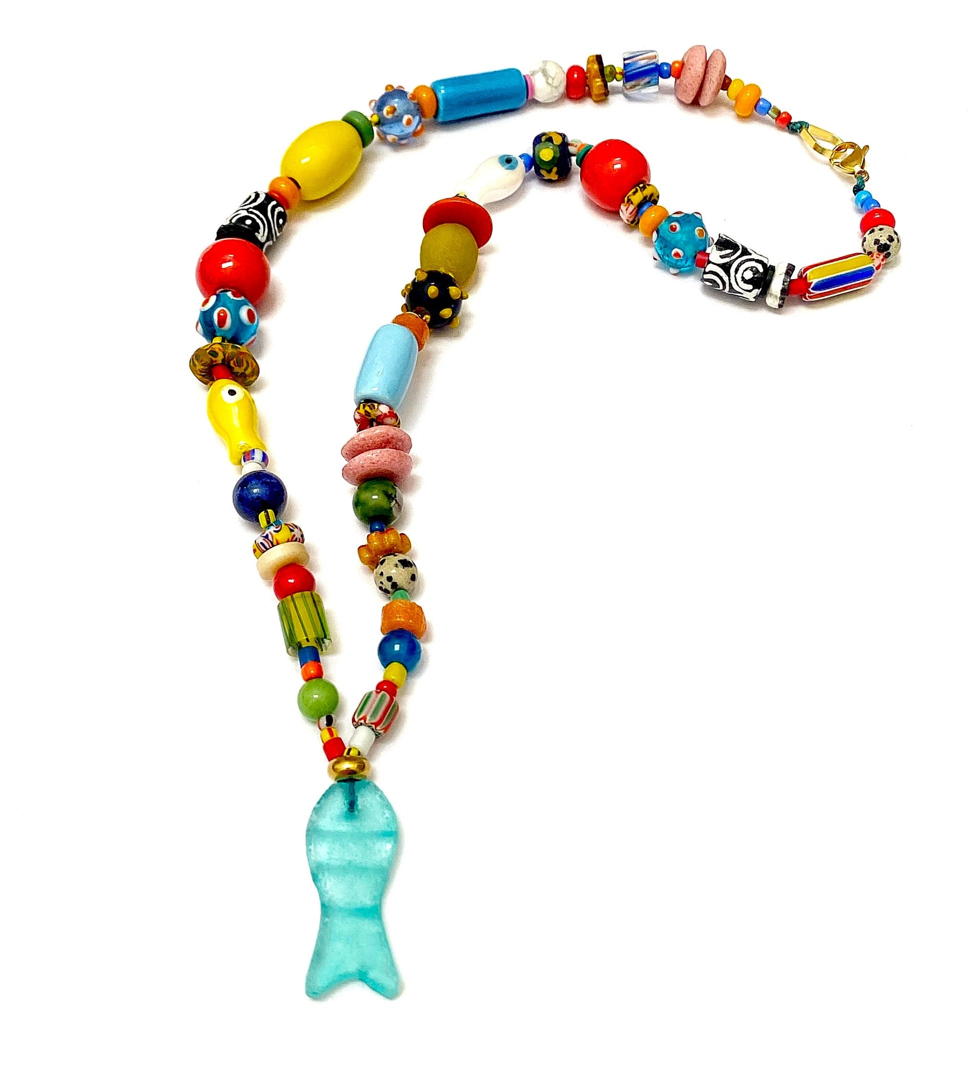 Collar Verano de Vidrio Africano - GRANATE 27