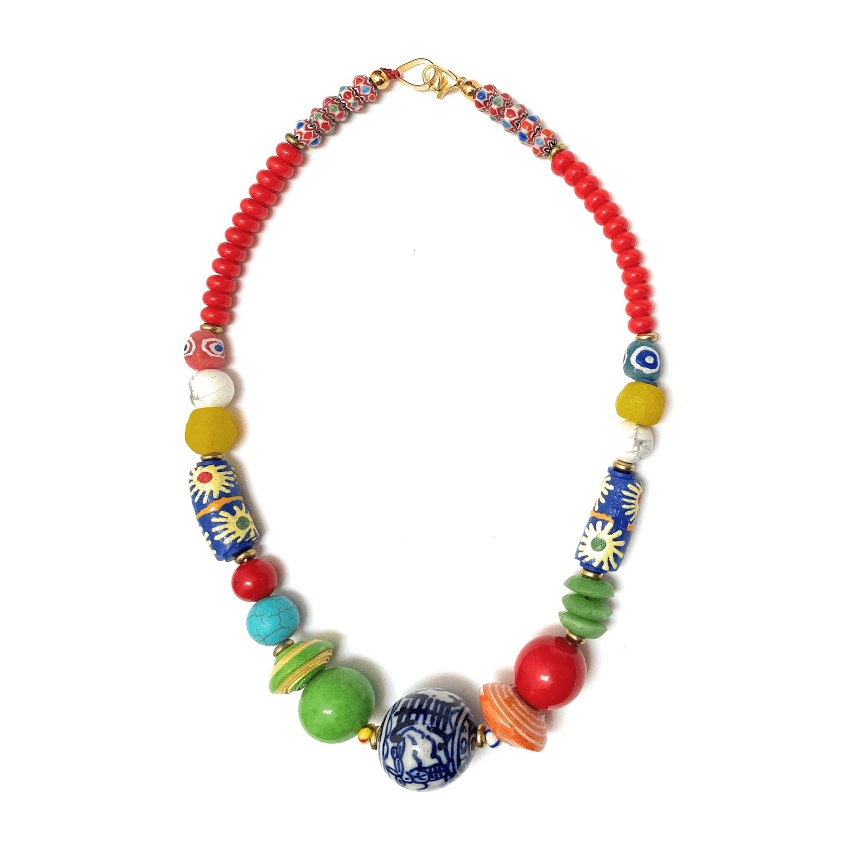 Collar Verano Vidrio Africano - GRANATE 27