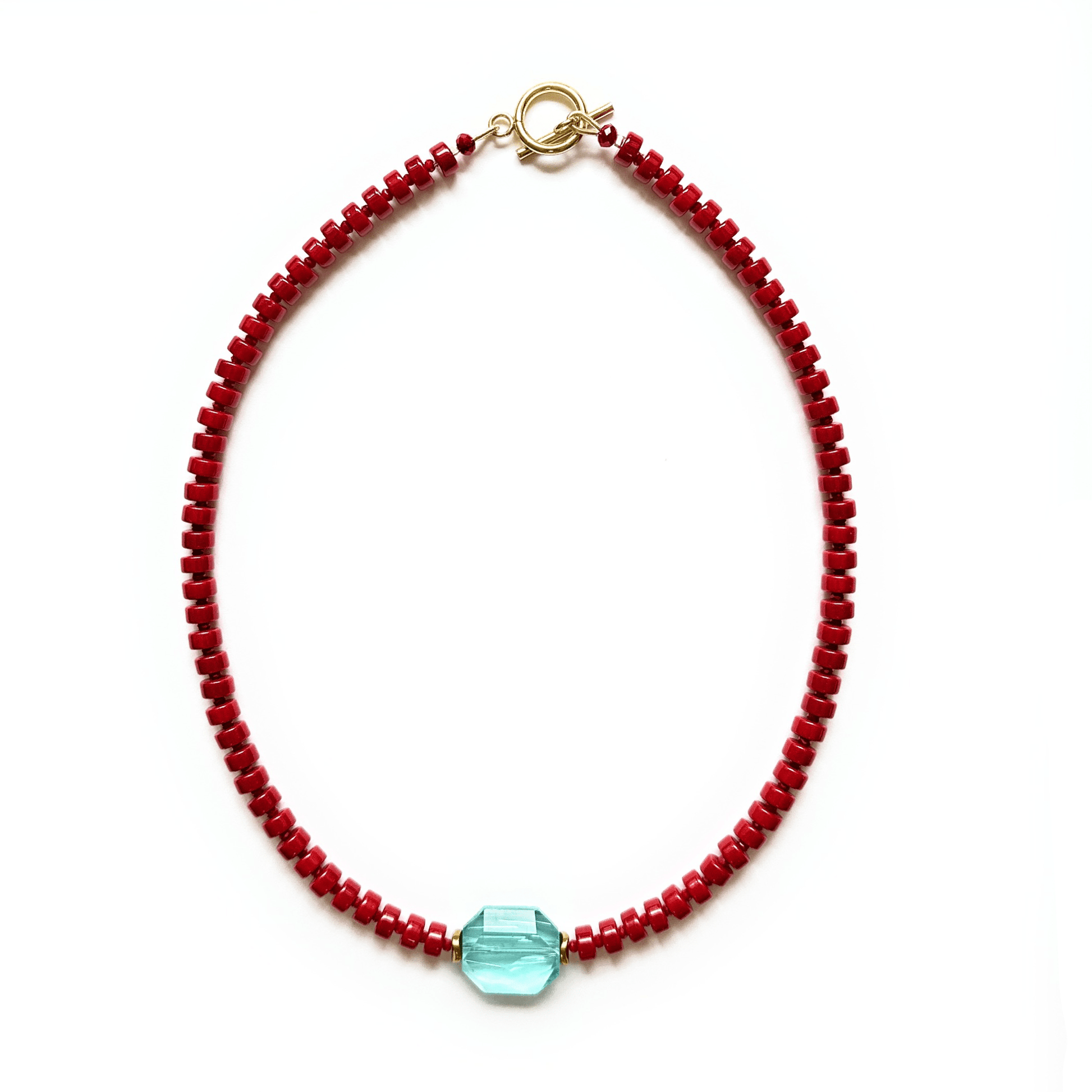 COLOR POP | Collar RAINBOW Vidrio y Murano - GRANATE 27