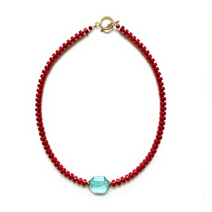 COLOR POP | Collar RAINBOW Vidrio y Murano - GRANATE 27