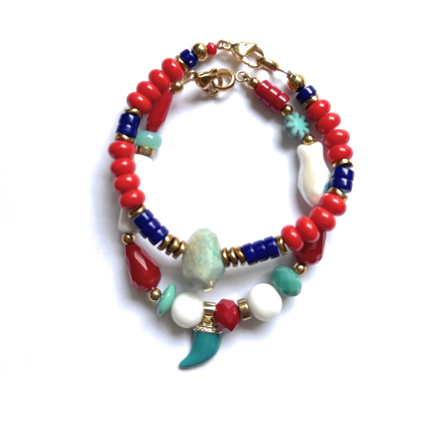 Dúo de Pulseras Rojo y Turquesa - GRANATE 27