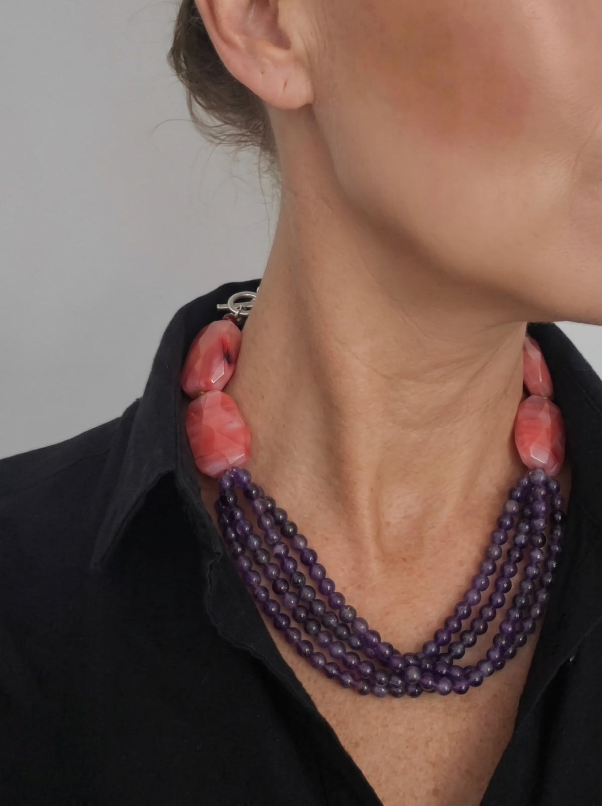 Maxi Collar Amatista y Cuarzo Cherry - GRANATE 27