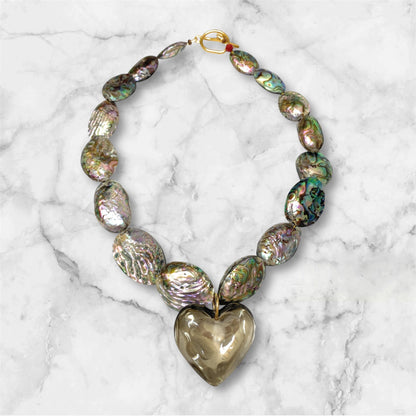 Maxi Collar de Abalone y Corazón - GRANATE 27