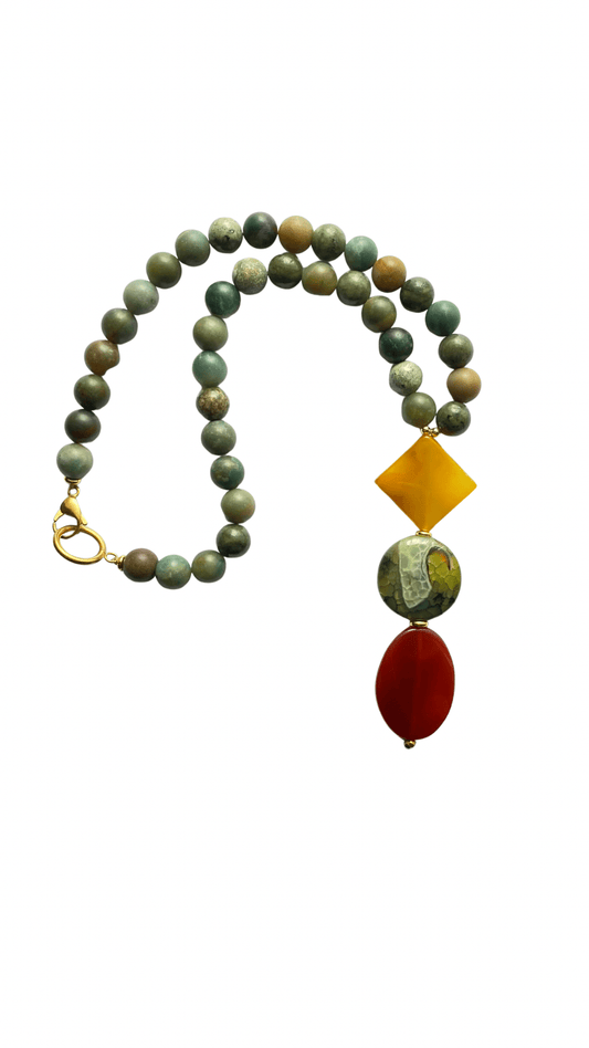 Maxi Collar de Ágatas y Aventurina Verde - GRANATE 27