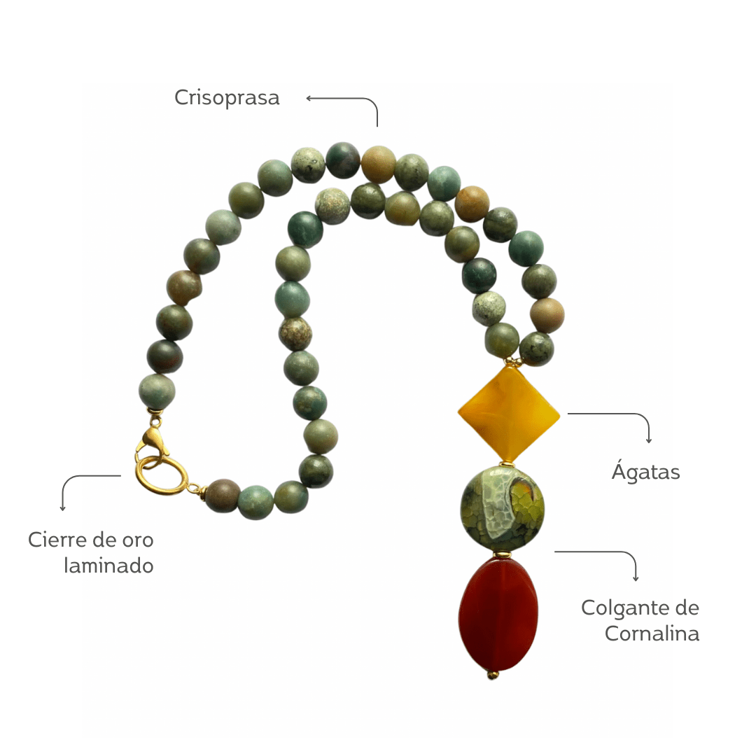 Maxi Collar de Ágatas y Crisoprasa - GRANATE 27