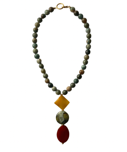 Maxi Collar de Ágatas y Crisoprasa- GRANATE 27