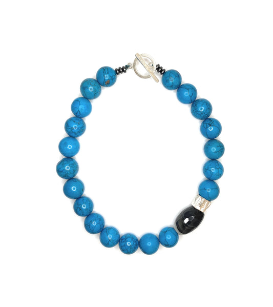 Maxi Collar de Howlita y Ágata Negra - GRANATE 27