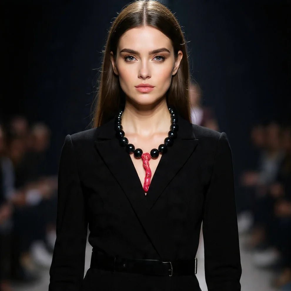 Maxi Collar de Ónix y Coral - GRANATE 27