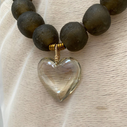 Maxi Collar de Vidrio Africano Ahumado - GRANATE 27