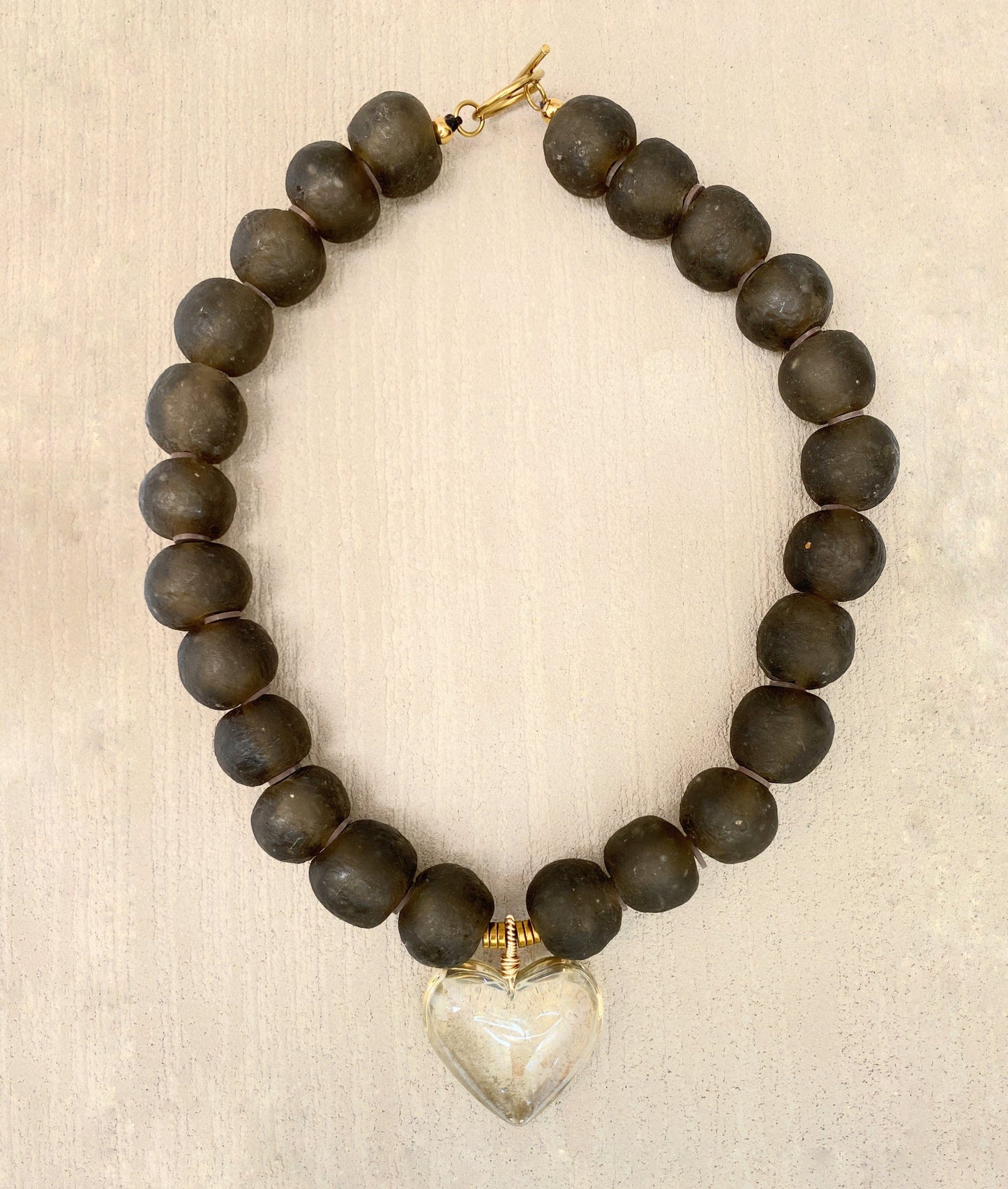 Maxi Collar de Vidrio Africano Ahumado - GRANATE 27