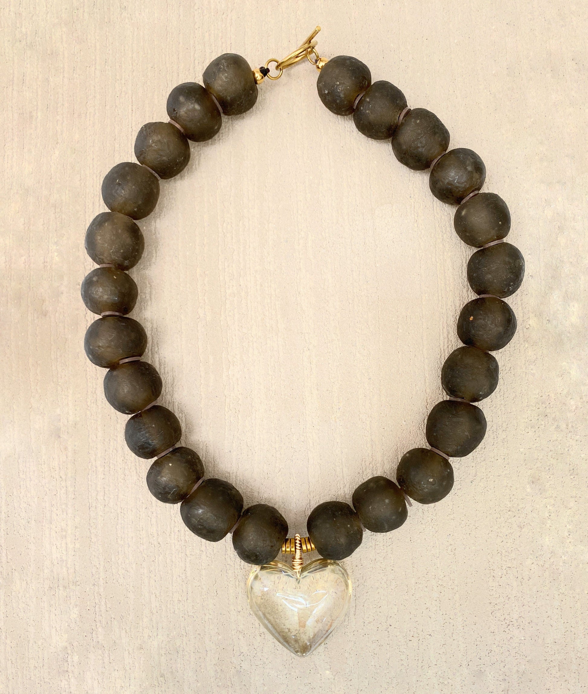 Maxi Collar de Vidrio Africano Ahumado - GRANATE 27