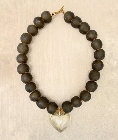 Maxi Collar de Vidrio Africano Ahumado - GRANATE 27