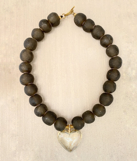 Maxi Collar de Vidrio Africano Ahumado - GRANATE 27