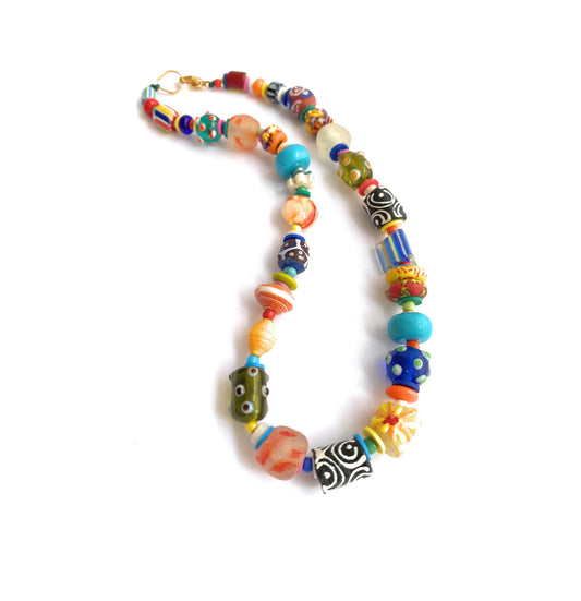 Maxi Collar de Vidrio Africano Multicolor - GRANATE 27